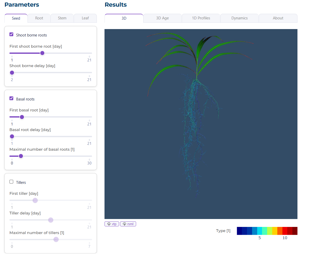 Screenshot of the CPlantBox web app